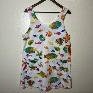 Women’s Sleeveless Colorful Fish Pattern Dress Size S/M